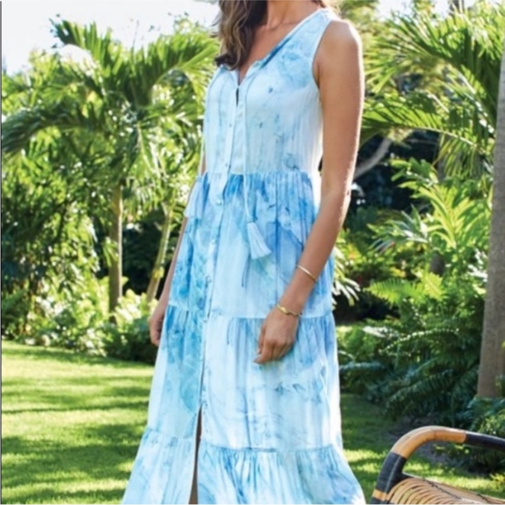 Soft Surroundings •Blue Floral Maxi Dress •Size M •Excellent Condition